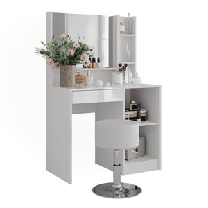 Vicco Tavolo da toeletta Bianco/bianco lucido 89.8 cm 4 parti