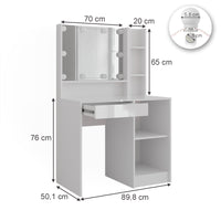 Vicco Tavolo da toeletta Bianco/bianco lucido 89.8 cm 7 parti