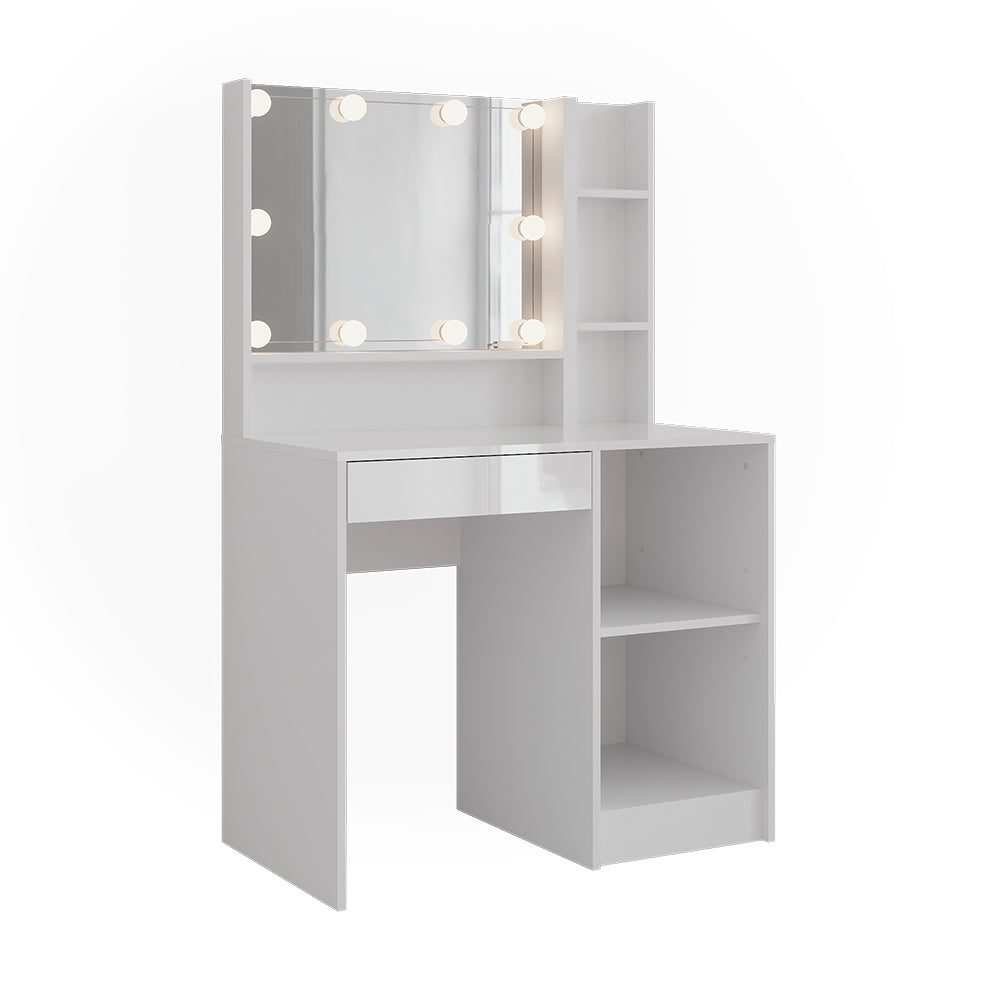 Vicco Tavolo da toeletta Bianco/bianco lucido 89.8 cm 7 parti