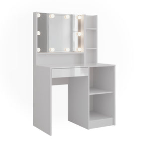 Vicco Tavolo da toeletta Bianco/bianco lucido 89.8 cm 7 parti