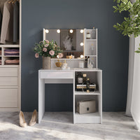 Vicco Tavolo da toeletta Bianco/bianco lucido 89.8 cm 7 parti