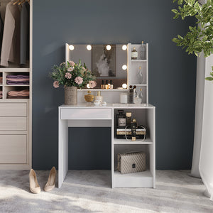 Vicco Tavolo da toeletta Bianco/bianco lucido 89.8 cm 7 parti