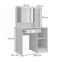 Vicco Tavolo da toeletta Bianco/bianco lucido 89.8 cm 3 parti