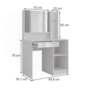 Vicco Tavolo da toeletta Bianco/bianco lucido 89.8 cm 3 parti