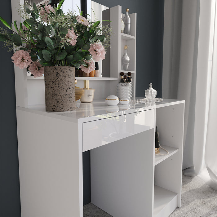 Vicco Tavolo da toeletta Bianco/bianco lucido 89.8 cm 3 parti