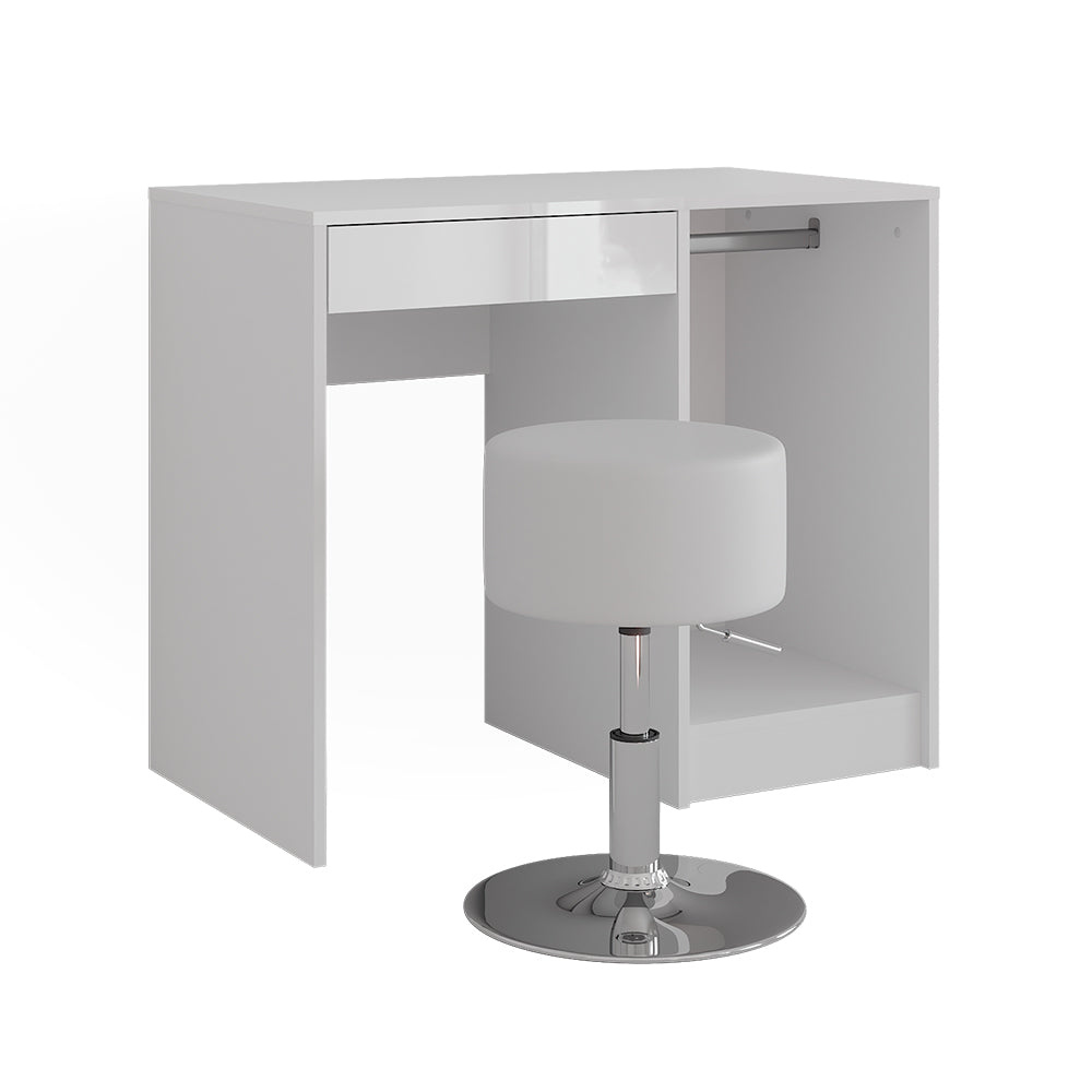 Vicco Tavolo da toeletta Bianco/bianco lucido 89.8 cm con sgabello