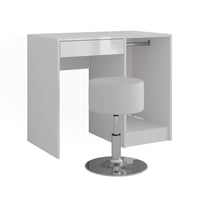 Vicco Tavolo da toeletta Bianco/bianco lucido 89.8 cm con sgabello