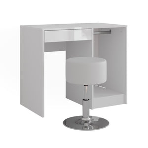 Vicco Tavolo da toeletta Bianco/bianco lucido 89.8 cm con sgabello