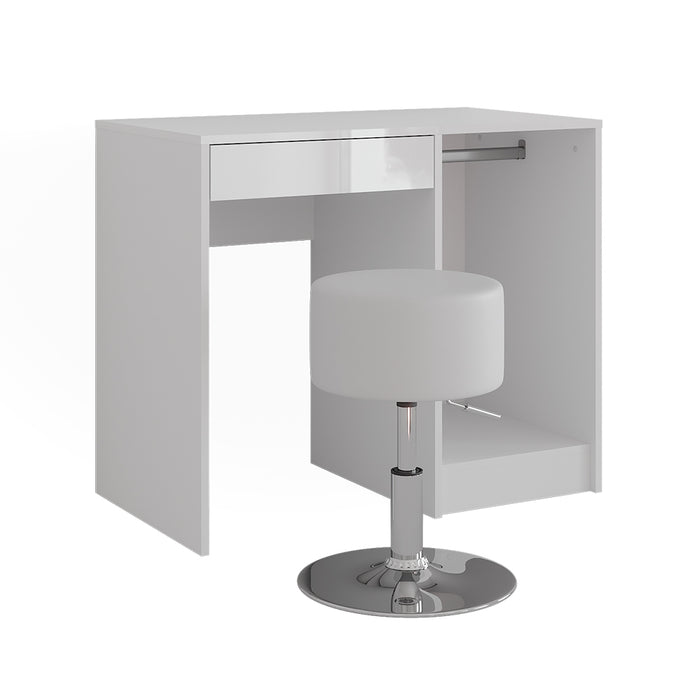 Vicco Tavolo da toeletta Bianco/bianco lucido 89.8 cm con sgabello