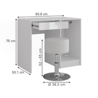 Vicco Tavolo da toeletta Bianco/bianco lucido 89.8 cm con sgabello