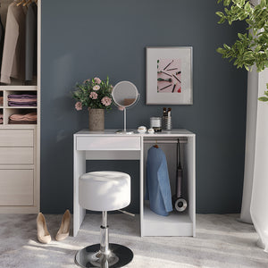 Vicco Tavolo da toeletta Bianco/bianco lucido 89.8 cm con sgabello