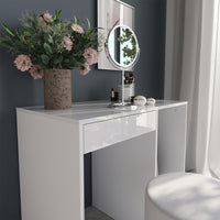 Vicco Tavolo da toeletta Bianco/bianco lucido 89.8 cm con sgabello