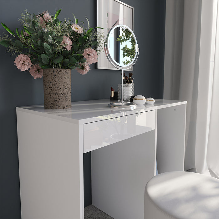 Vicco Tavolo da toeletta Bianco/bianco lucido 89.8 cm con sgabello