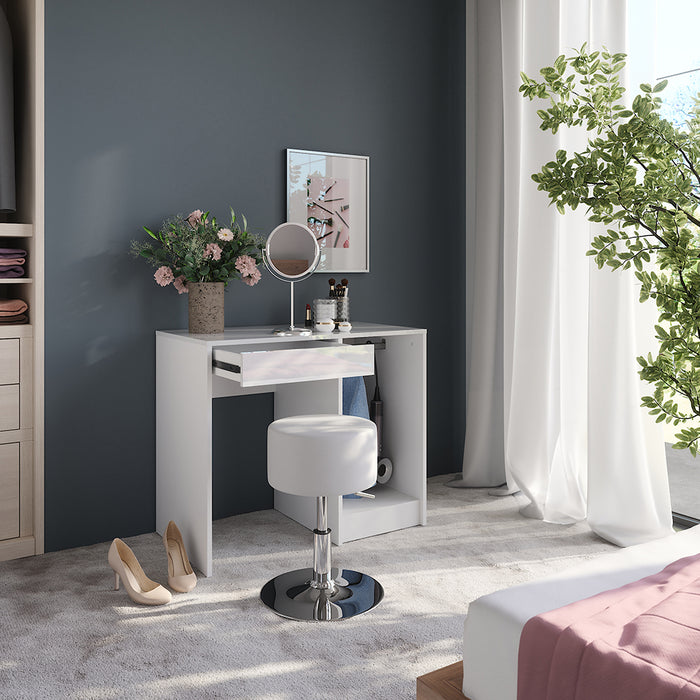 Vicco Tavolo da toeletta Bianco/bianco lucido 89.8 cm con sgabello