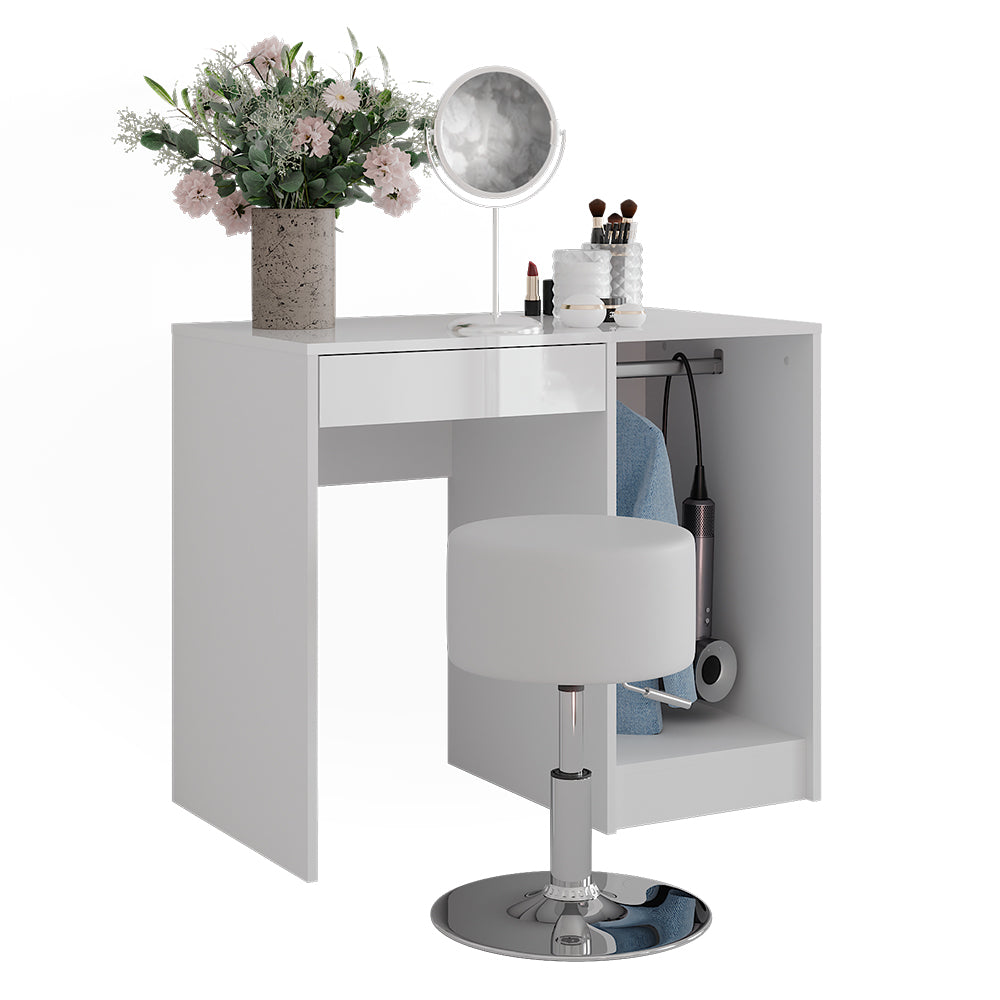 Vicco Tavolo da toeletta Bianco/bianco lucido 89.8 cm con sgabello