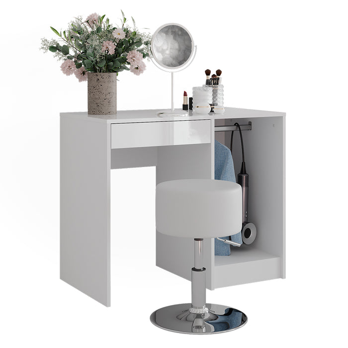 Vicco Tavolo da toeletta Bianco/bianco lucido 89.8 cm con sgabello