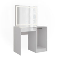 Vicco Tavolo da toeletta Bianco/bianco lucido 89.8 cm con specchio LED