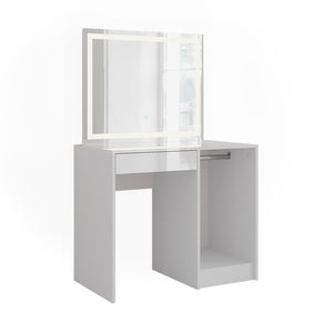 Vicco Tavolo da toeletta Bianco/bianco lucido 89.8 cm con specchio LED