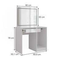 Vicco Tavolo da toeletta Bianco/bianco lucido 89.8 cm con specchio LED