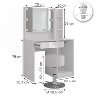 Vicco Tavolo da toeletta Bianco/bianco lucido 89.8 cm 5 parti