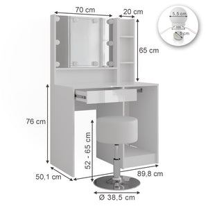 Vicco Tavolo da toeletta Bianco/bianco lucido 89.8 cm 5 parti