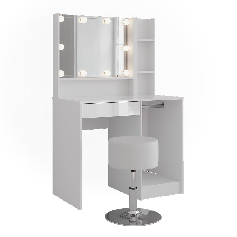 Vicco Tavolo da toeletta Bianco/bianco lucido 89.8 cm 5 parti