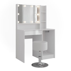 Vicco Tavolo da toeletta Bianco/bianco lucido 89.8 cm 5 parti