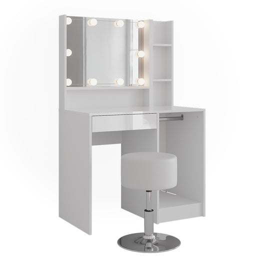 Vicco Tavolo da toeletta Bianco/bianco lucido 89.8 cm 5 parti