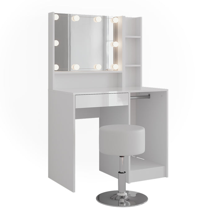 Vicco Tavolo da toeletta Bianco/bianco lucido 89.8 cm 5 parti