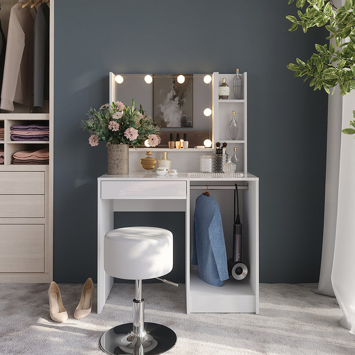 Vicco Tavolo da toeletta Bianco/bianco lucido 89.8 cm 5 parti
