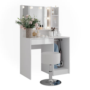 Vicco Tavolo da toeletta Bianco/bianco lucido 89.8 cm 5 parti