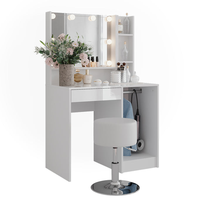 Vicco Tavolo da toeletta Bianco/bianco lucido 89.8 cm 5 parti