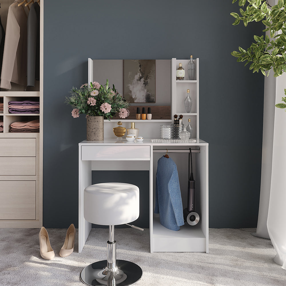 Vicco Tavolo da toeletta Bianco/bianco lucido 89.8 cm 4 parti