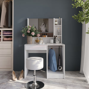 Vicco Tavolo da toeletta Bianco/bianco lucido 89.8 cm 4 parti