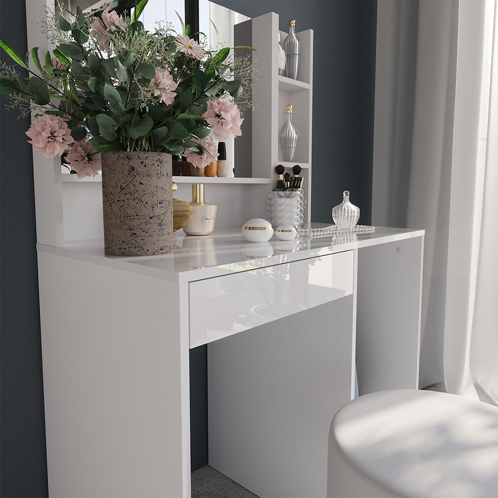 Vicco Tavolo da toeletta Bianco/bianco lucido 89.8 cm 4 parti