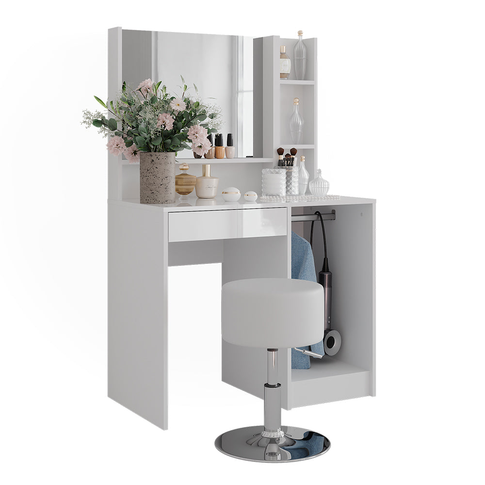 Vicco Tavolo da toeletta Bianco/bianco lucido 89.8 cm 4 parti