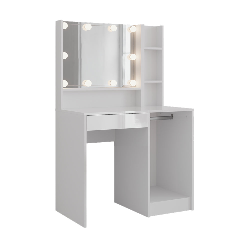 Vicco Tavolo da toeletta Bianco/bianco lucido 89.8 cm 3 parti