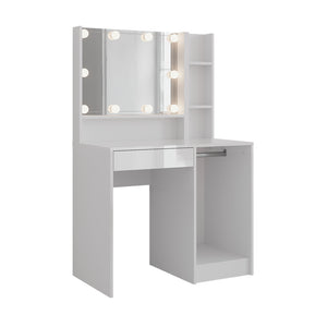 Vicco Tavolo da toeletta Bianco/bianco lucido 89.8 cm 3 parti