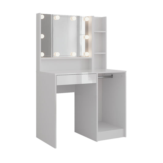 Vicco Tavolo da toeletta Bianco/bianco lucido 89.8 cm 3 parti