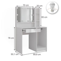 Vicco Tavolo da toeletta Bianco/bianco lucido 89.8 cm 3 parti