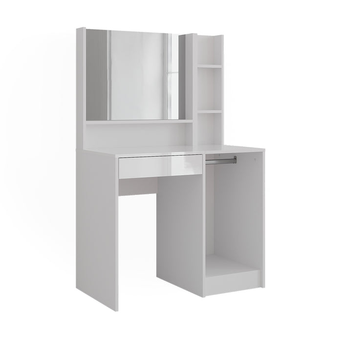 Vicco Tavolo da toeletta Bianco/bianco lucido 89.8 cm 3 parti