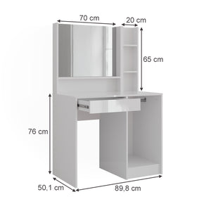 Vicco Tavolo da toeletta Bianco/bianco lucido 89.8 cm 3 parti