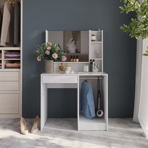 Vicco Tavolo da toeletta Bianco/bianco lucido 89.8 cm 3 parti