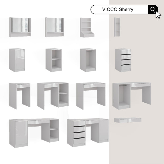 Vicco Tavolo da toeletta Bianco/bianco lucido 89.8 cm 3 parti