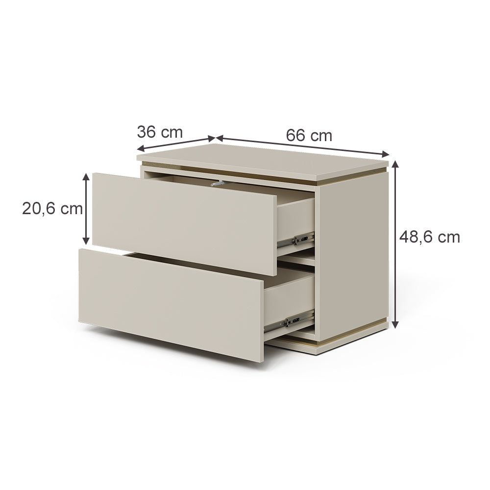 Vicco Comodino camera da letto Cachemire 66 x 48.6 cm con 2 cassetti