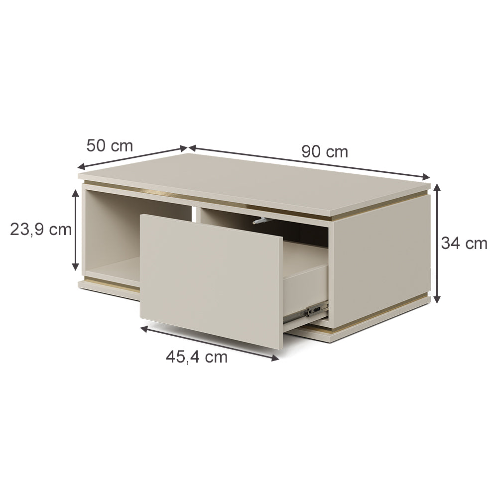 Vicco Tavolino Cachemire 90 x 50 cm con cassetto