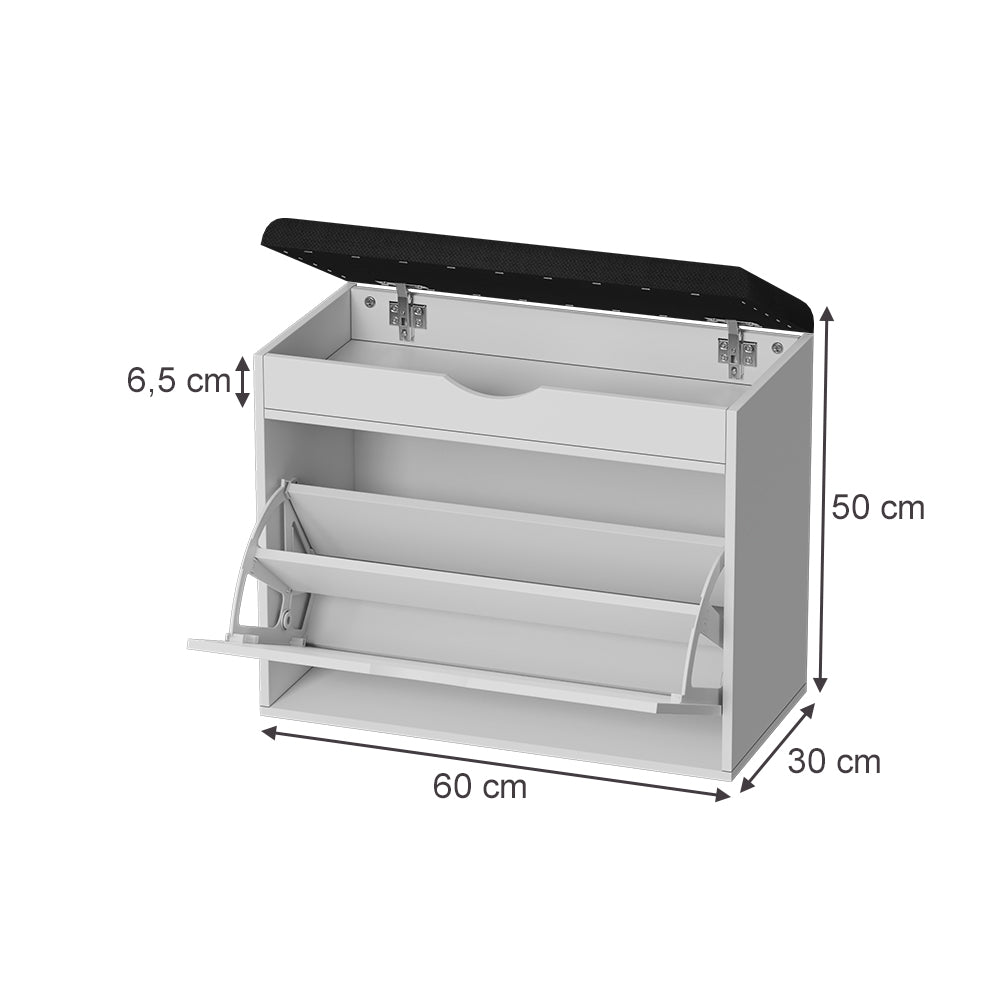Vicco Panca scarpiera da ingresso Bianco 60 x 51 cm con 2 scomparti