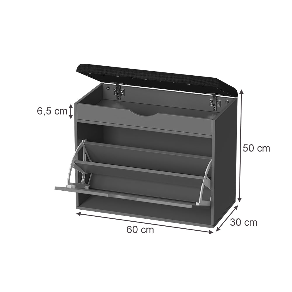 Vicco Panca scarpiera da ingresso Antracite 60 x 51 cm con 2 scomparti