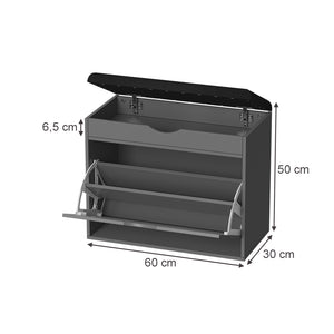 Vicco Panca scarpiera da ingresso Antracite 60 x 51 cm con 2 scomparti