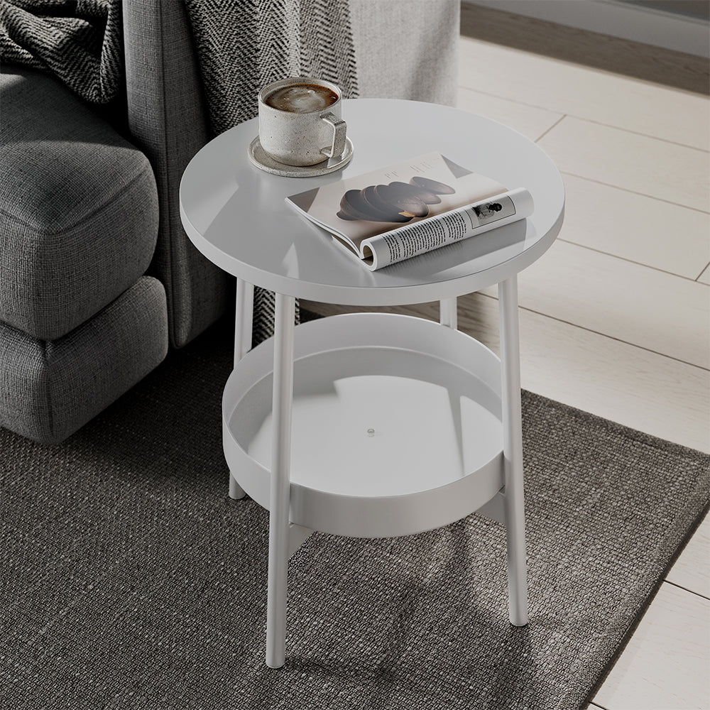 Vicco Tavolino da salotto Bianco 40 x 40 cm con spazio di archiviazione aggiuntivo